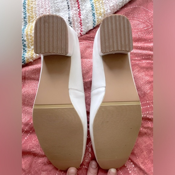 Handmade White Block Heels w/Faux Buckle, 2” Heel. Purchased for $90 on Etsy. - Picture 4 of 9
